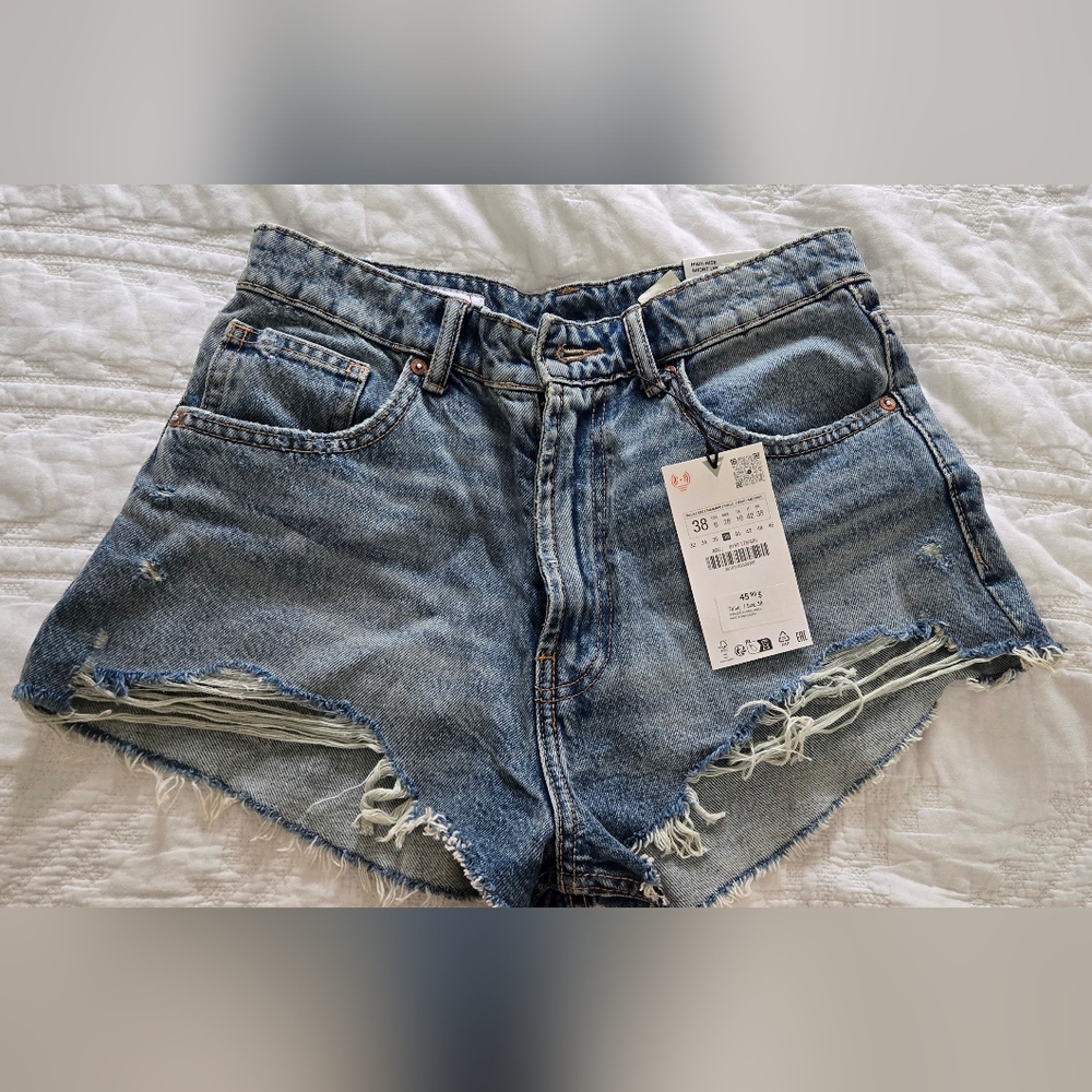Zara High Rise Denim Shorts